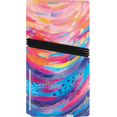 Rainbow Wave Brush Stroke by Etta Vee PS5 Pro Disk Console Skin